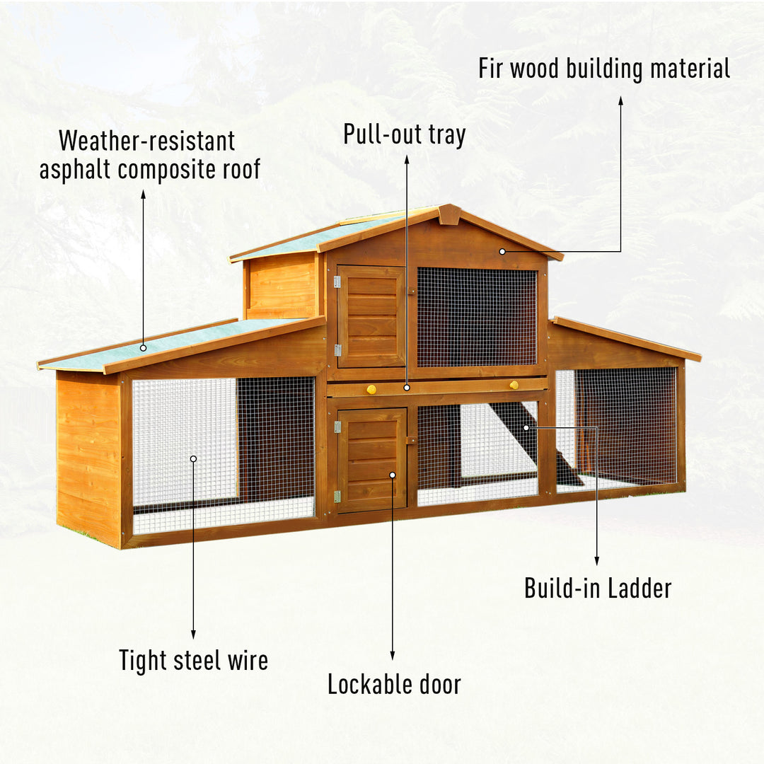 Small Animal Deluxe XXL Fir Wood 2-Tier Guinea Pigs Hutches Natural Wood Tone