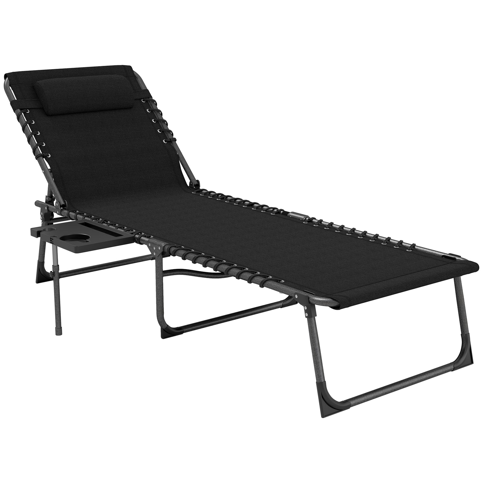 Five-Position Reclining Sun Lounger - Black