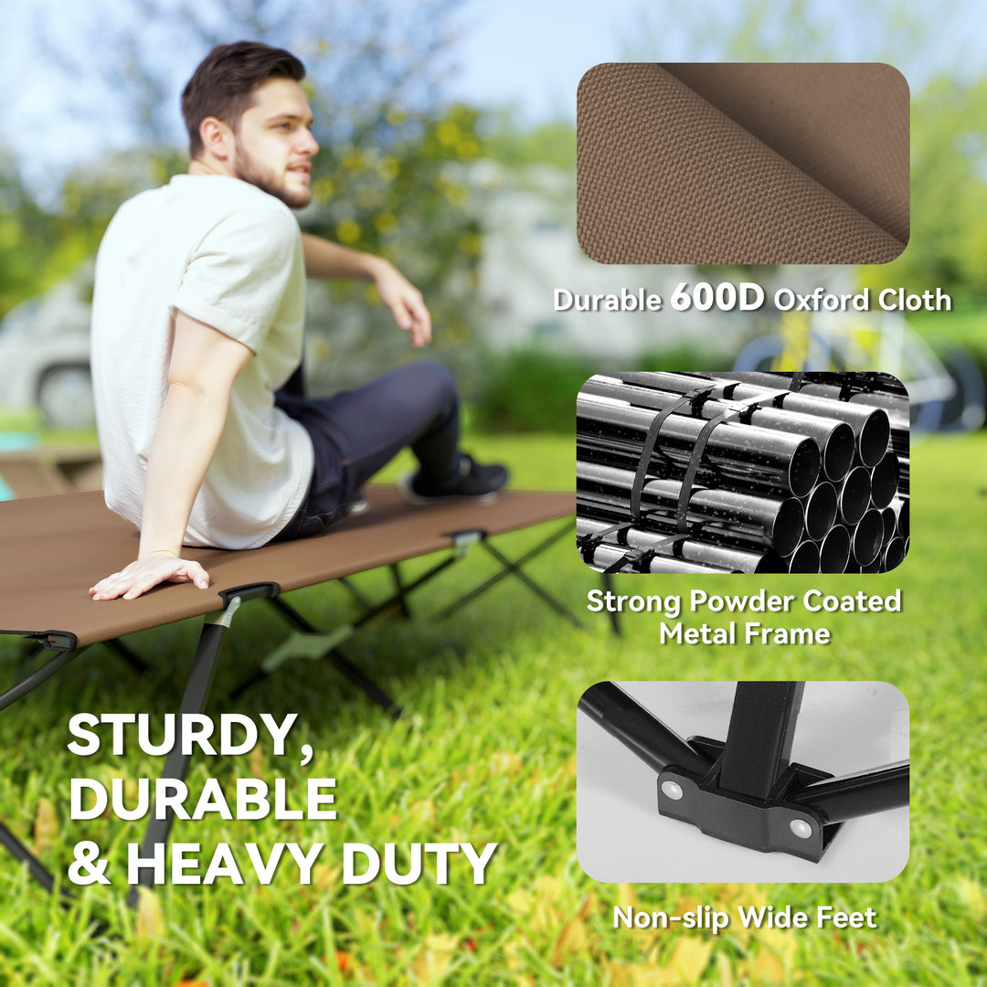 Double Camping Cot Bed, with Bag - Khaki