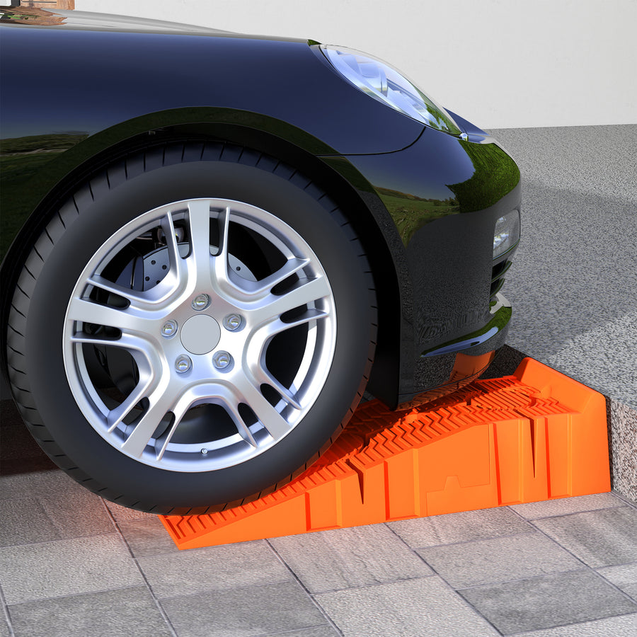 2 Pieces Car Ramps Heavy Duty 2.5 Ton Motorhome Levelling Ramps, Plastic Garage Workshop Car Lift, Portable Automotive Vehicle Campervan Car Ramp, Orange