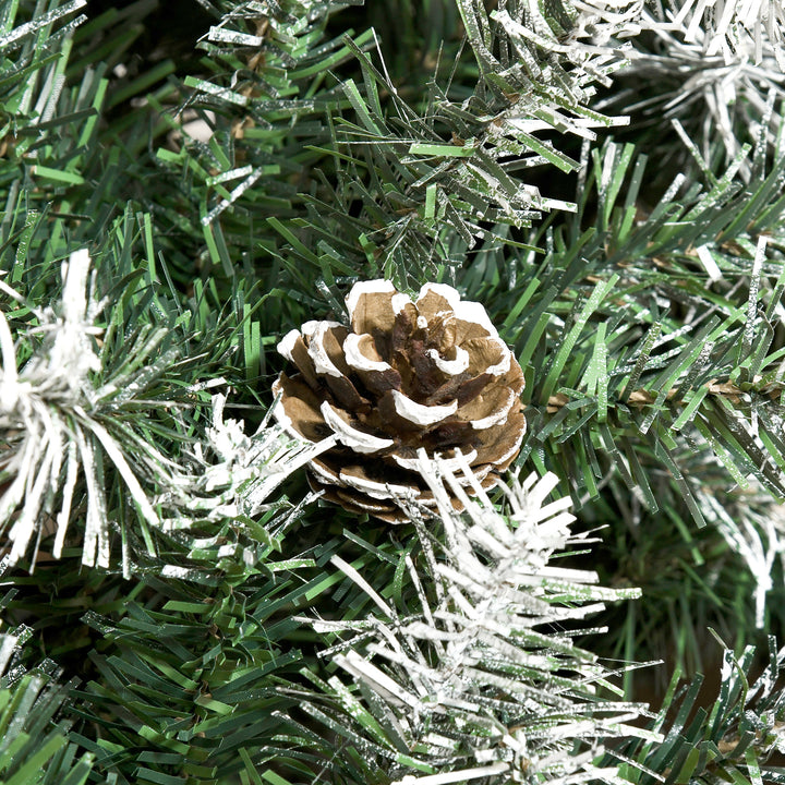 6FT Artificial Christmas Tree with Pine Cones, Holiday Home Xmas Decoration Automatic Open, Green