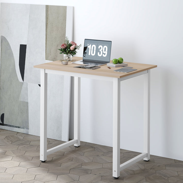 Computer Desk, Writing Table, 80 x 60 x 76cm Workstation for Home Office, Study with Metal Frame, Simple Assembly, White