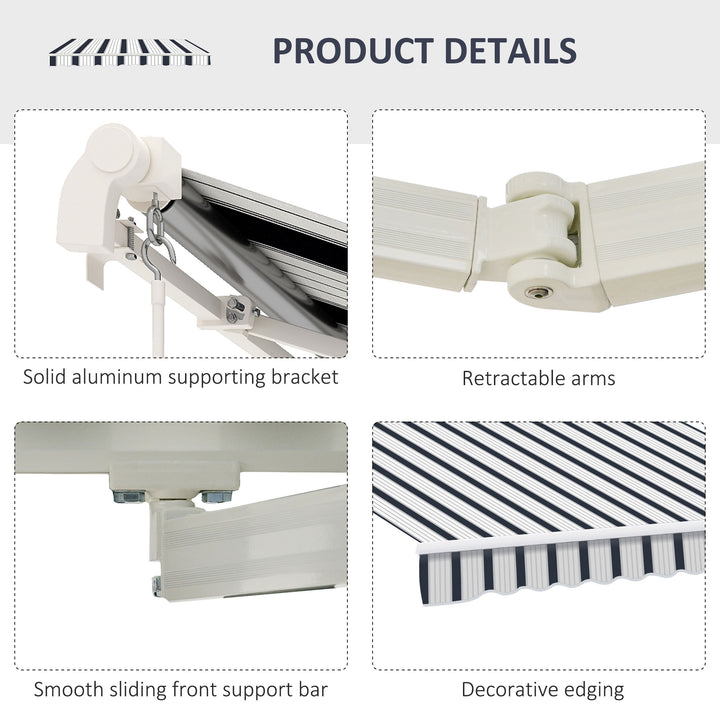Manual Retractable Awning, 4x3 m-Blue/White