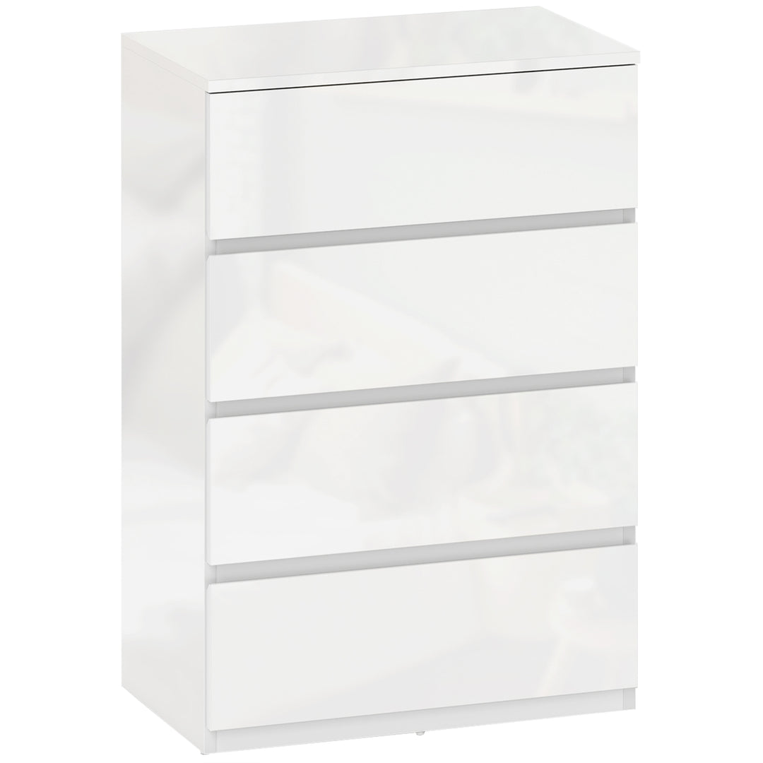 High Gloss Chest of Drawers, 4-Drawer Storage Cabinets, Modern Dresser