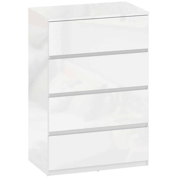 High Gloss Chest of Drawers, 4-Drawer Storage Cabinets, Modern Dresser