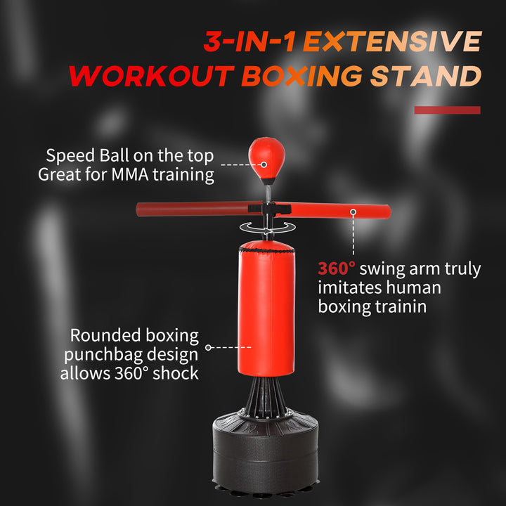 HOMCOM Freestanding Boxing Punch Bag Stand with Rotating Flexible Arm, Speed Ball, Waterable Base by HOMCOM | Aosom UK