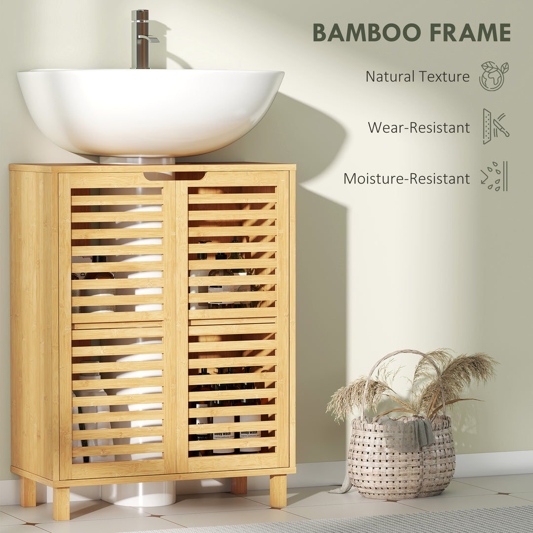 Under Sink Bathroom Cabinet, Freestanding Bamboo Under Sink Cabinet wi