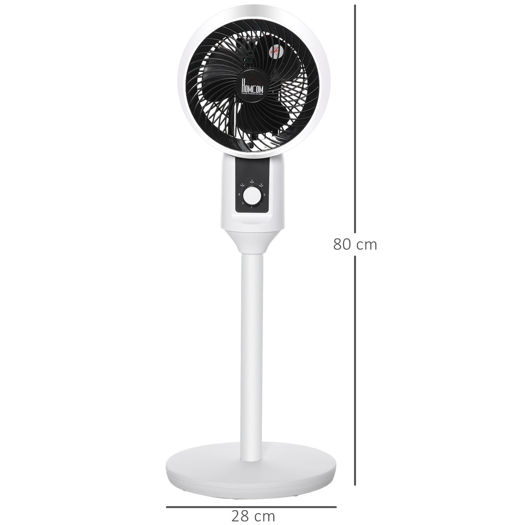 9'' Air Circulator Fan 3 Speed, 70° Oscillation 90° Vertical Tilt, Carry Handle, Pedestal Fan, Pedestal Fan for Living Room, Bedroom, Office, White and Black