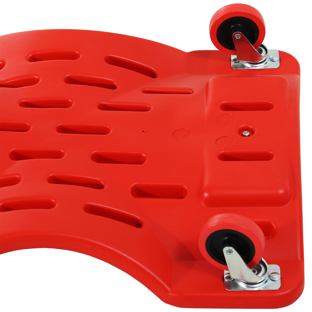 Mechanic Vehicle Creeper, Under-Car Rolling Crawler Board, with Headrest, Wheels, Red
