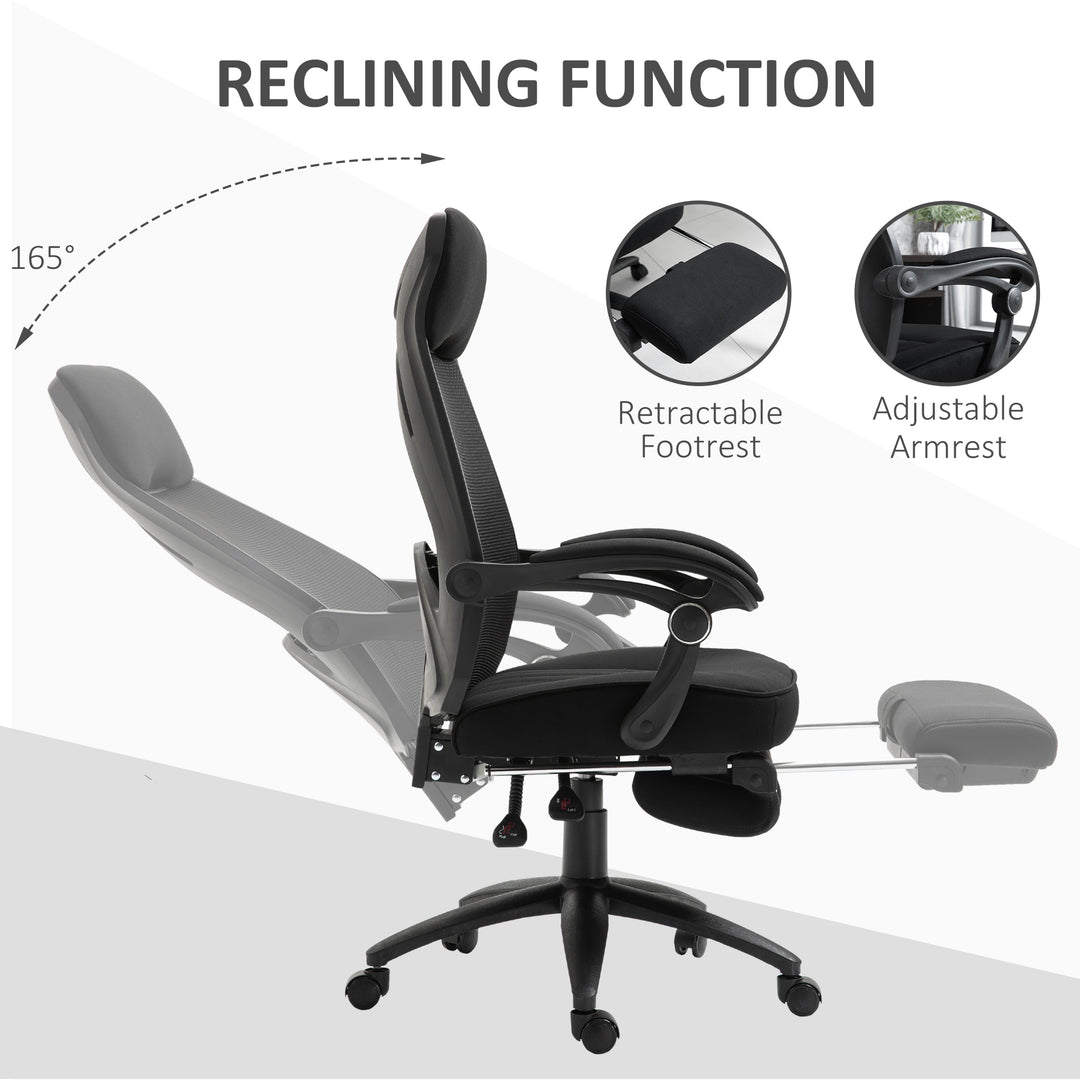 Office Chair with Footrest,High Back Swivel Desk Chair with Adjustable Height and Headrest for Home Office, Black