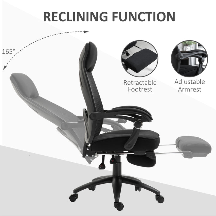 Office Chair with Footrest,High Back Swivel Desk Chair with Adjustable Height and Headrest for Home Office, Black