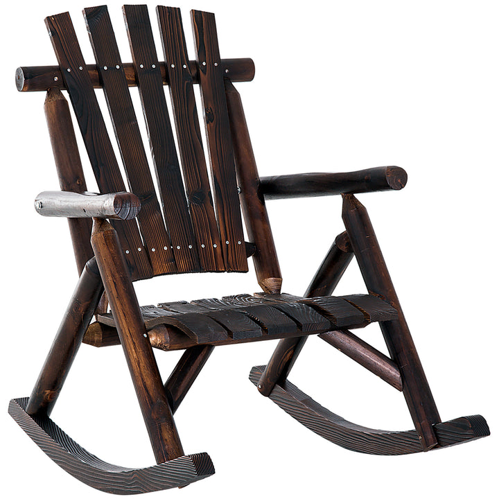 Adirondack Chair Cedar Wood Ergonomic Rocking Chair Porch Rocker Garden Traditional - Burlywood
