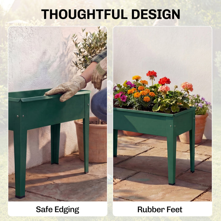 Raised Planter, Metal Raised Garden Bed on Legs with Drainage Hole and