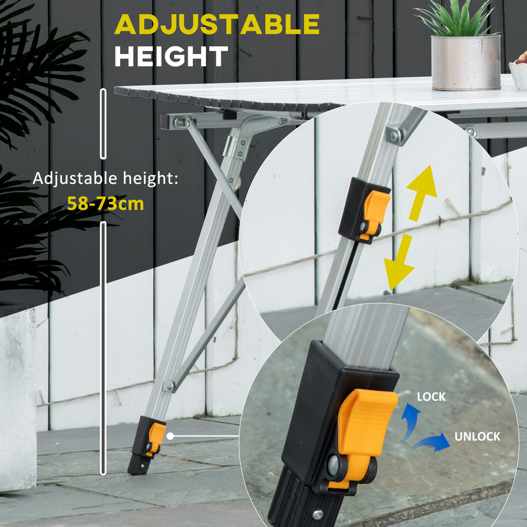 MCL 4FT Folding Aluminium Picnic Table Portable Camping BBQ Table Roll Up Top Mesh Layer Rack with Carrying Bag