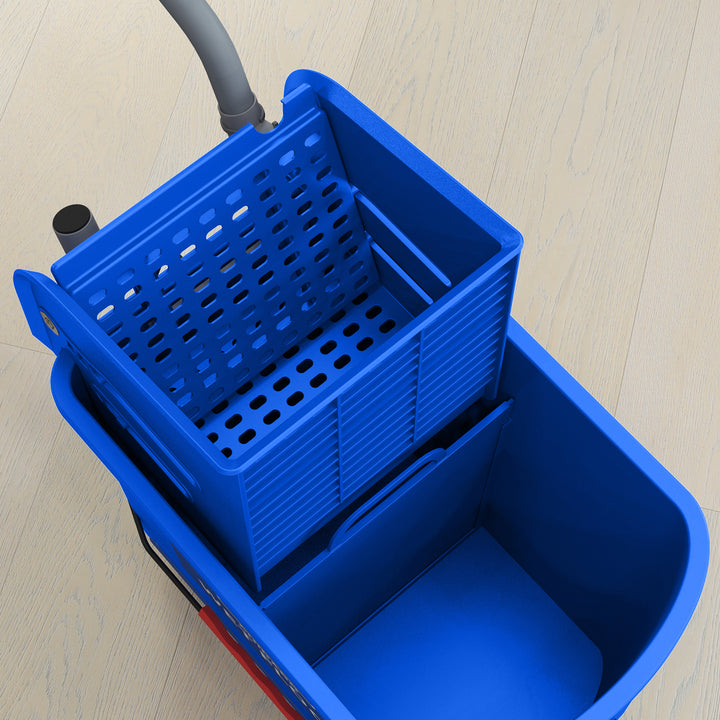 20L Compact Mop Bucket on Wheels, with Water Separation Panel - Blue