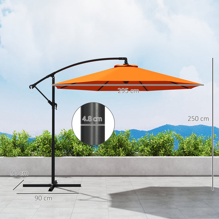 3(m) Overhanging Parasol, with Base - Orange