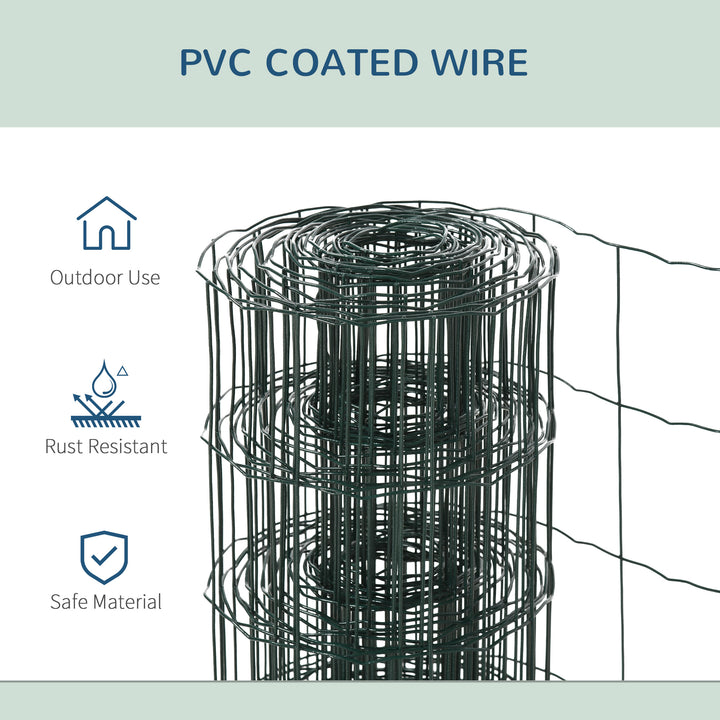 0.6M x 10M Chicken Wire Mesh Roll Rabbit Poultry Animal Fence PVC Coated Steel Metal Garden Netting Fencing