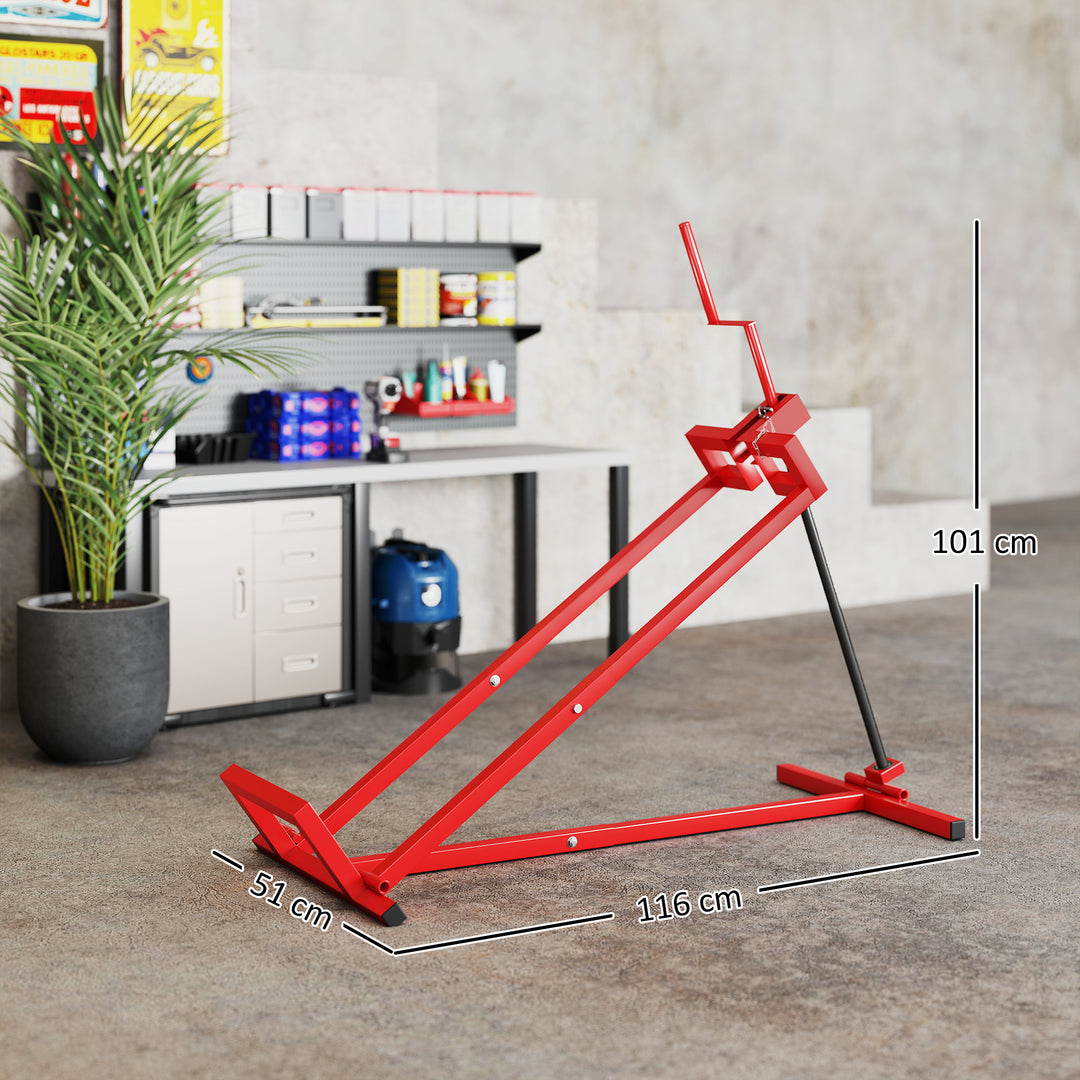400 kg Foldable Ride-On Mower Jack Lift, Adjustable Steel Lifting Device, for Lawn Mower, ATV, Red