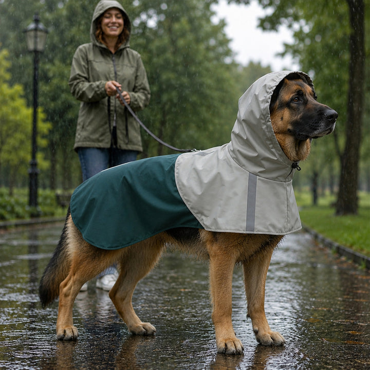 Dog Raincoat with Hood, Waterproof &amp; Breathable Rain Jacket with Leash