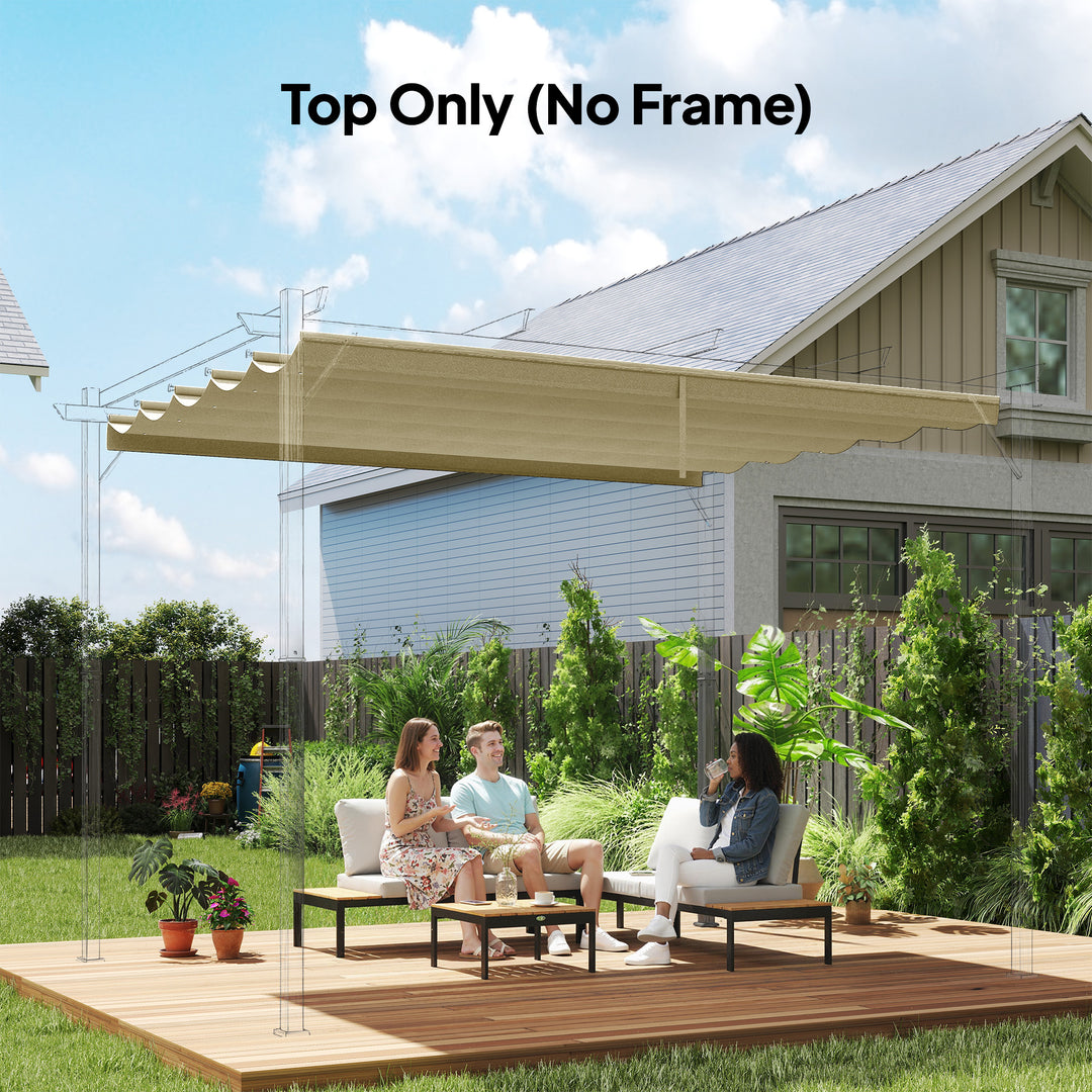 Retractable Pergola Cover, 3.5 x 2.6 m Replacement Canopy Fabric for 4