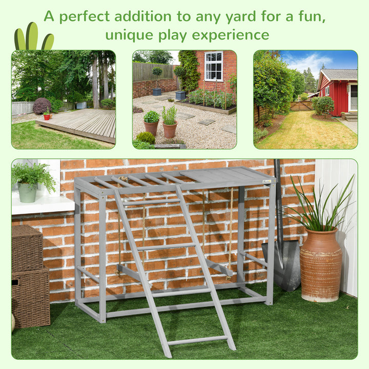 Chicken Activity Play with Swing Set for 3-4 Chickens, Wooden Chicken Coop, Grey