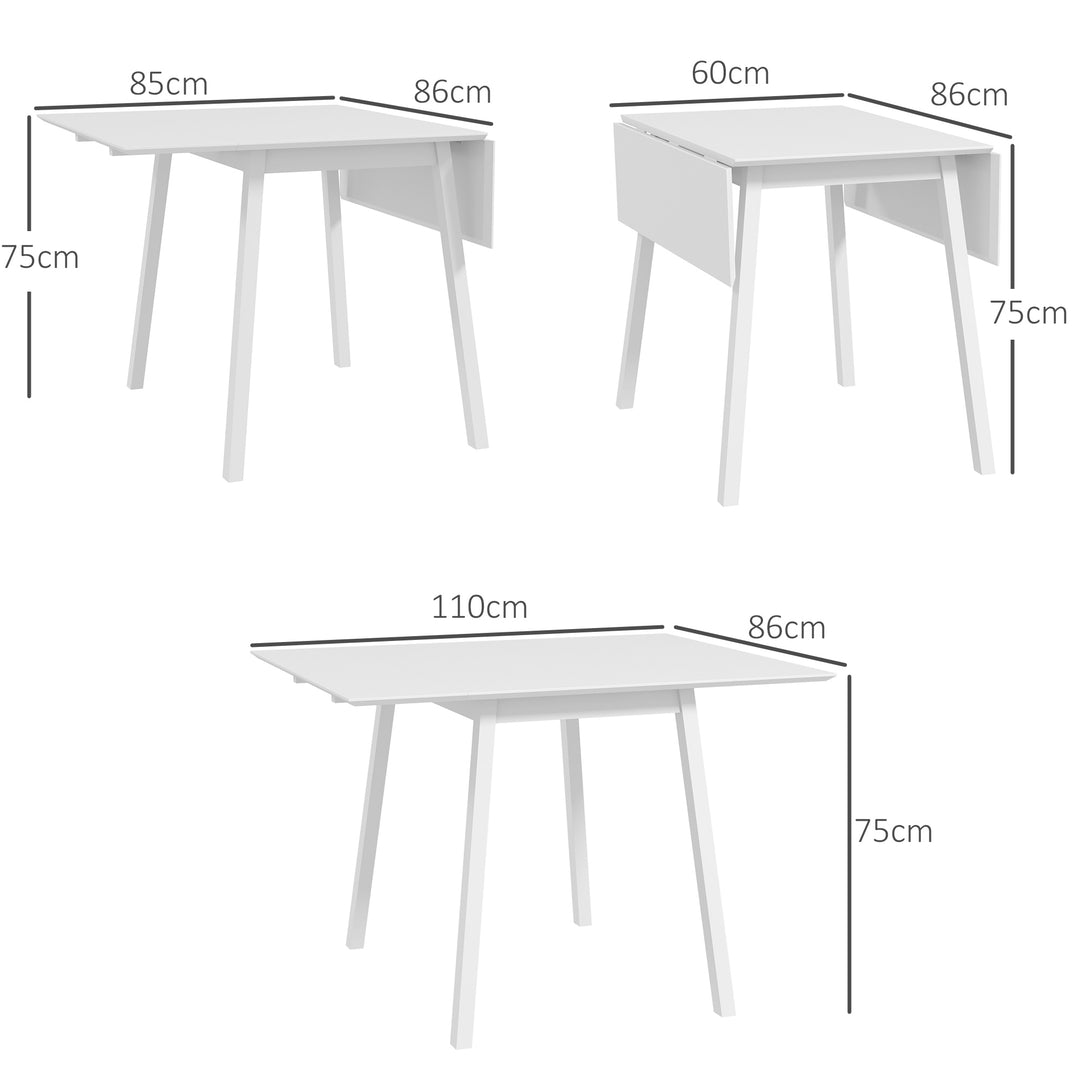 Solid Wood Folding Dining Table, Drop Leaf Table for 2-4 People, Rectangle Kitchen Table for Small Space, White