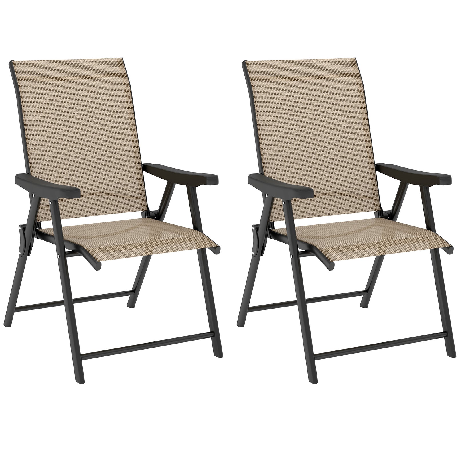 Set of Two Folding Outdoor Chairs - Brown/Black