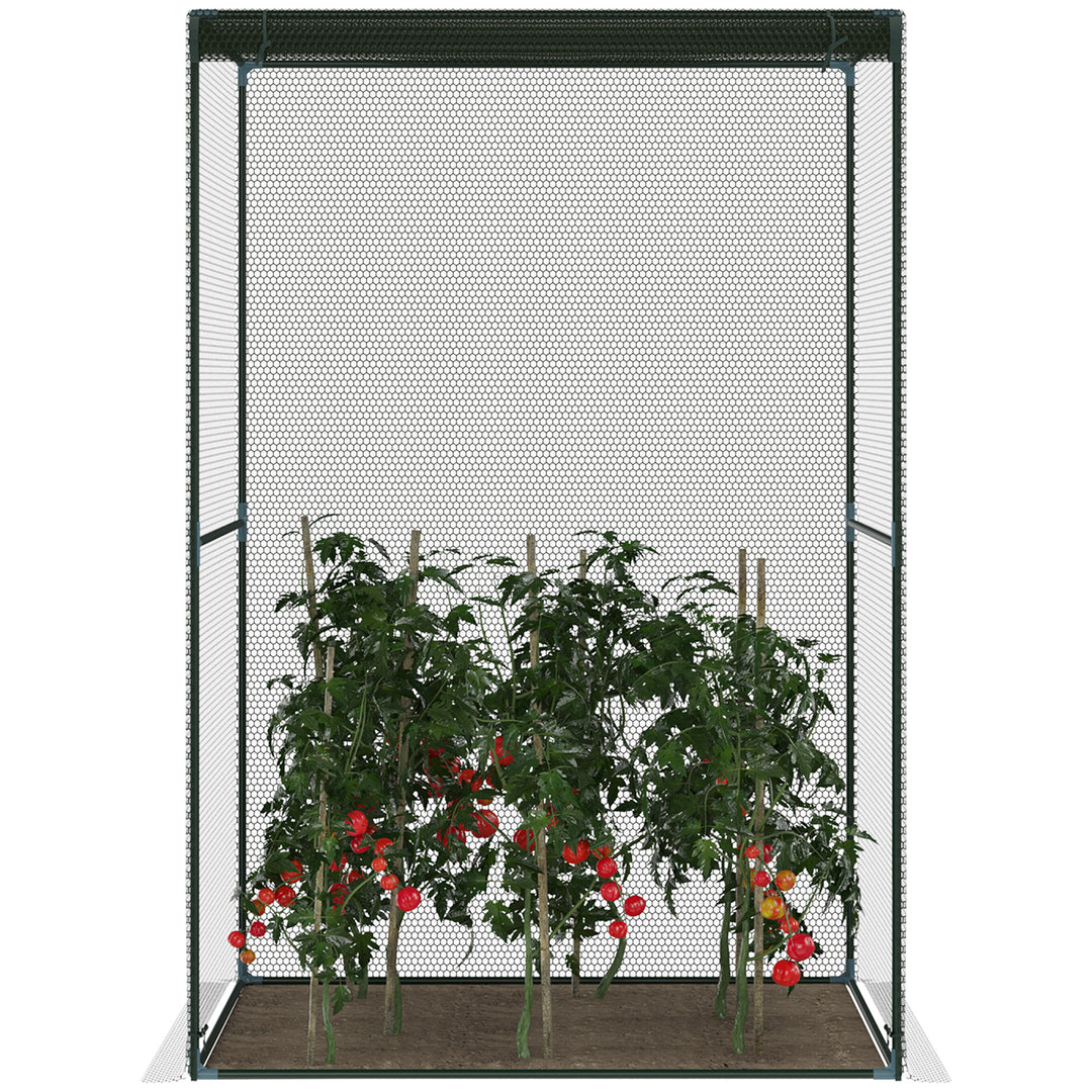 Set of 2 Fruit Cage Bird Netting, Vegetable Plant Protection Tent with Zipped Door, Anti Bird, Insects, Small Animals, 1.2 x 1.2 x 1.8m, Dark Green