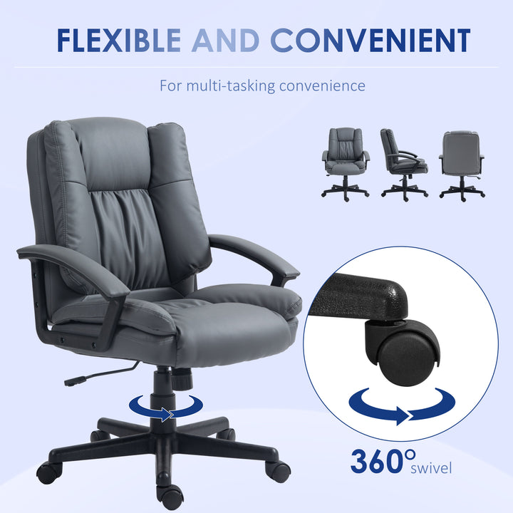 Office Chair, Computer Desk Chair, Mid Back Executive Chair with Adjustable Height and Swivel Rolling Wheels for Home Study, Dark Grey