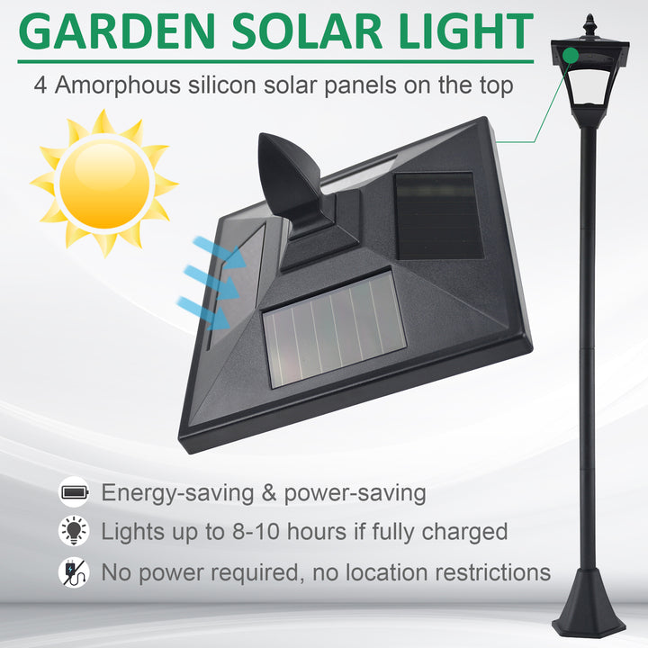 Outsunny Outdoor Solar Powered Post Lamp Sensor Dimmable LED Lantern Bollard Pathway 1.6M Tall – Black