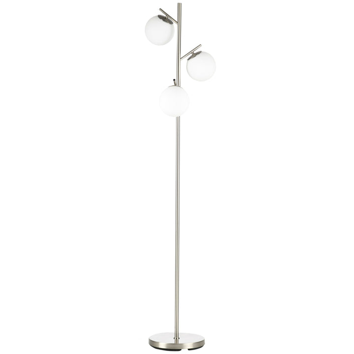 MCL 3-Light Tree Floor Lamps for Living Room, Modern Standing Lamp for Bedroom with Globe Lampshade, Steel Base, Bulb not Included, Tone