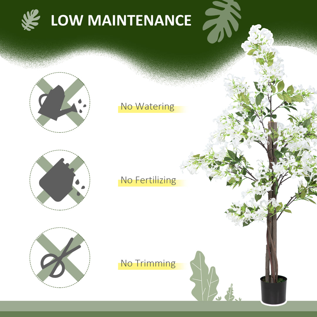 Artificial Plants Honeysuckle Flower in Pot Fake Plants with Curved Boots for Indoor Outdoor 15x15x150cm Set of 2 White