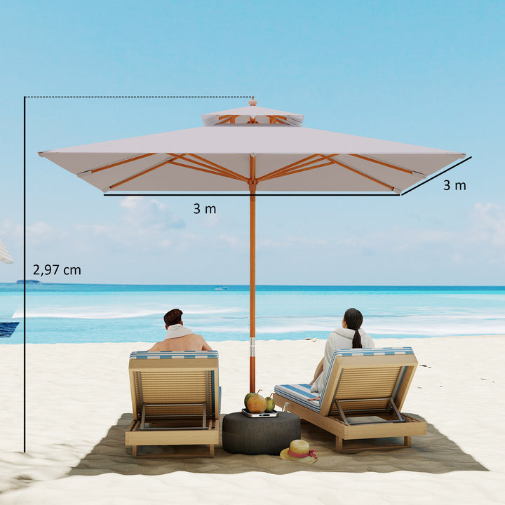 MCL 3 m Square Canopy Parasol - Grey