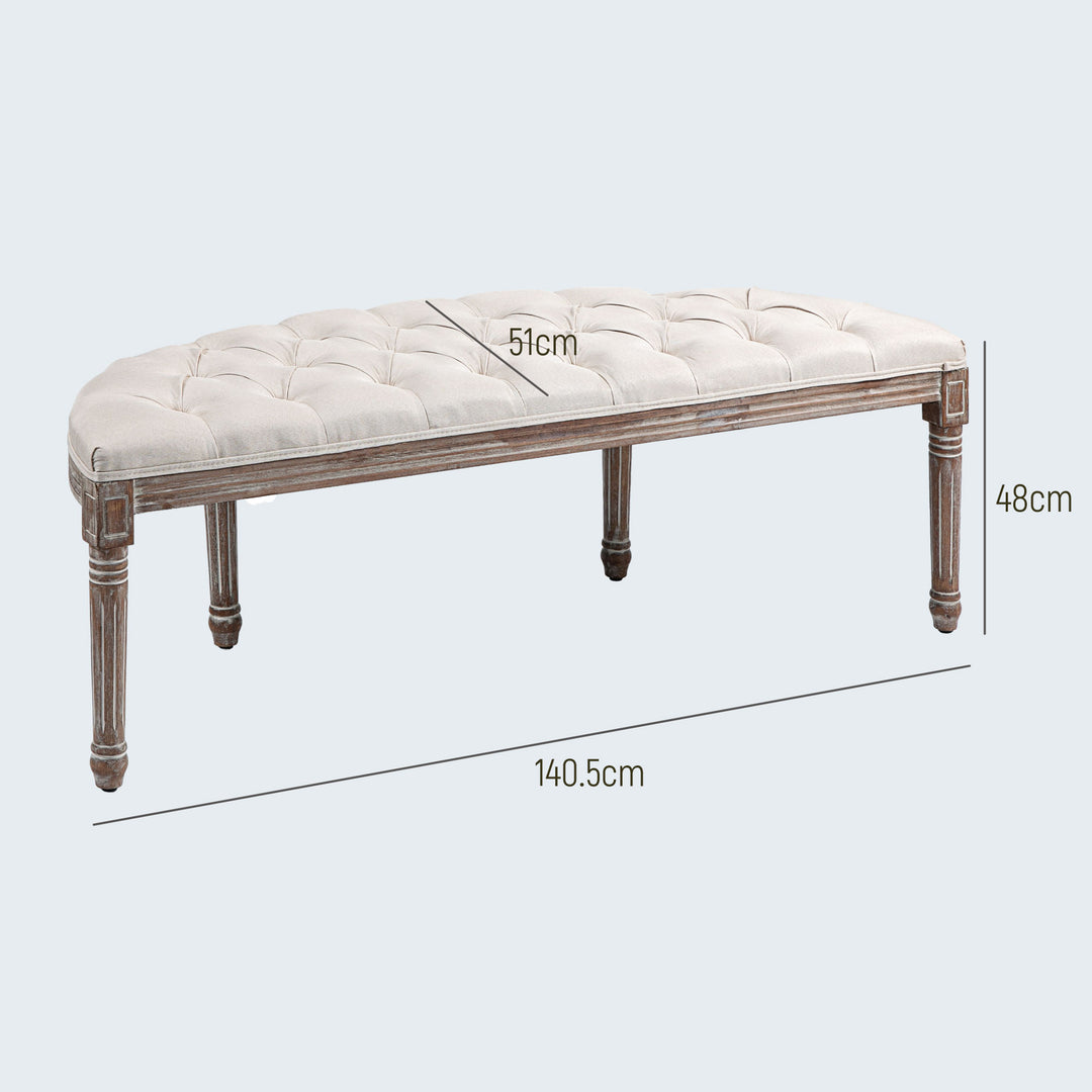 HOMCOM Half Circle Padded Bed End Bench - Cream White | Aosom UK