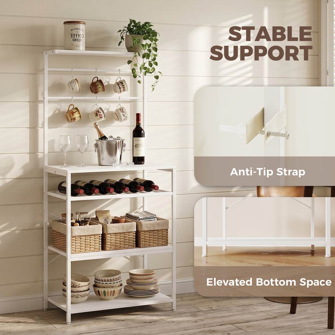 Freestanding Shelving Unit, Industrial Storage Shelf with 6 Hooks and 