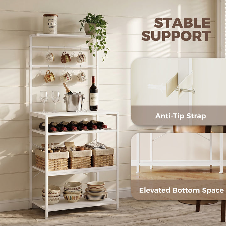Freestanding Shelving Unit, Industrial Storage Shelf with 6 Hooks and 