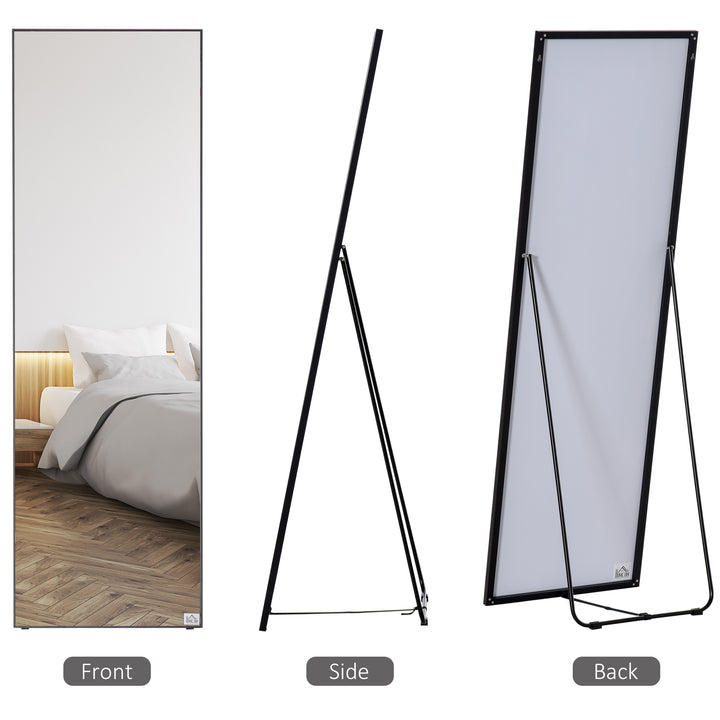 HOMCOM Free Standing Mirror w/ Anti-Slip Pads & Explosion-Proof Film for Bedroom & Dressing Room, 160 x 40cm, Black | Aosom UK