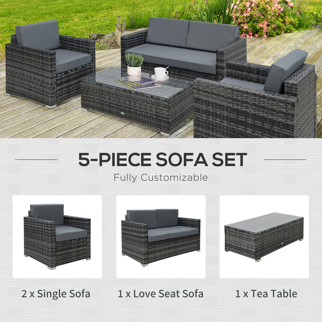 MCL 4 Pieces Wicker Steel Rattan Sofa Set Garden Chair Seat Furniture Patio Grey