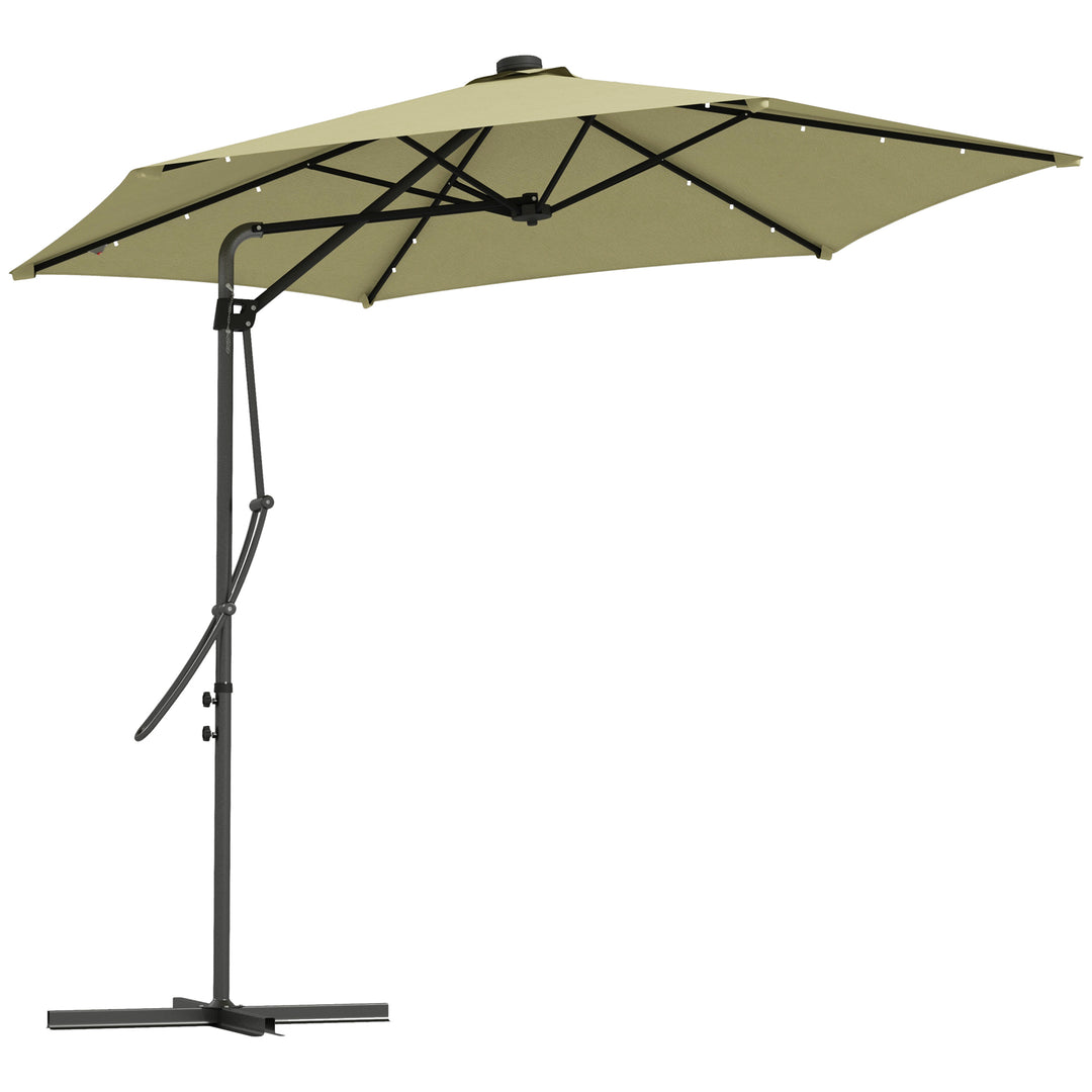3(m) Solar LED Cantilever Parasol - Beige