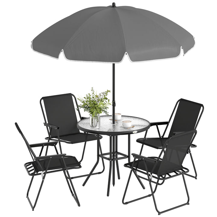 4 Seater Garden Furniture Set, 6 Pieces Garden Table and Chairs with P