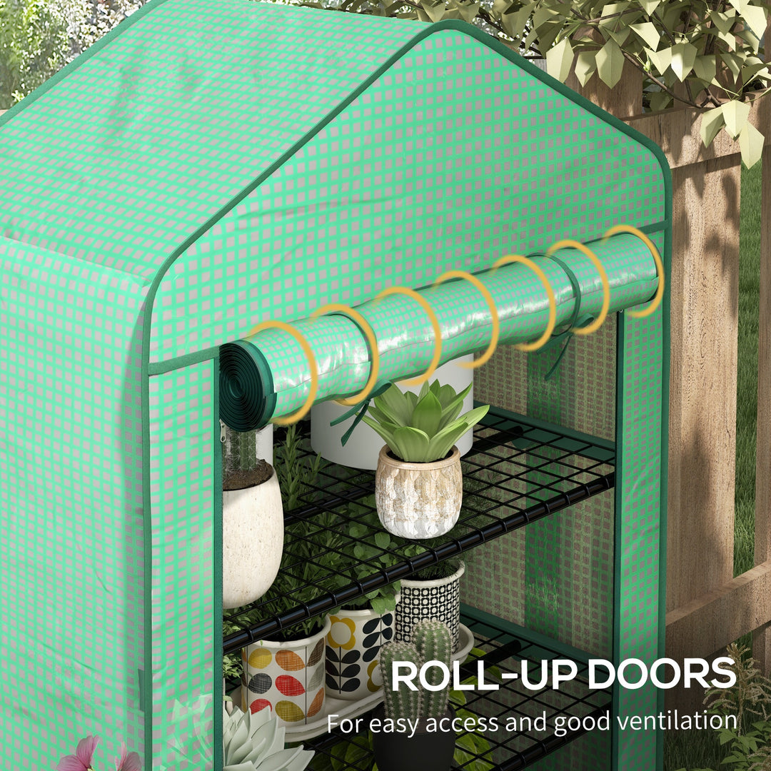 Four-Tier Mini Greenhouse, with Reinforced Plastic Cover