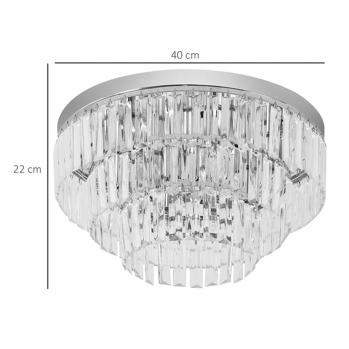 Round Crystal Ceiling Lamp 7 Lights Chandelier Mounted Fixture For Living Room Dining Room Hallway Modern