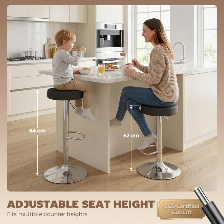 Bar Stools Set of 2, Modern PU Leather Swivel Barstools, Height Adjust