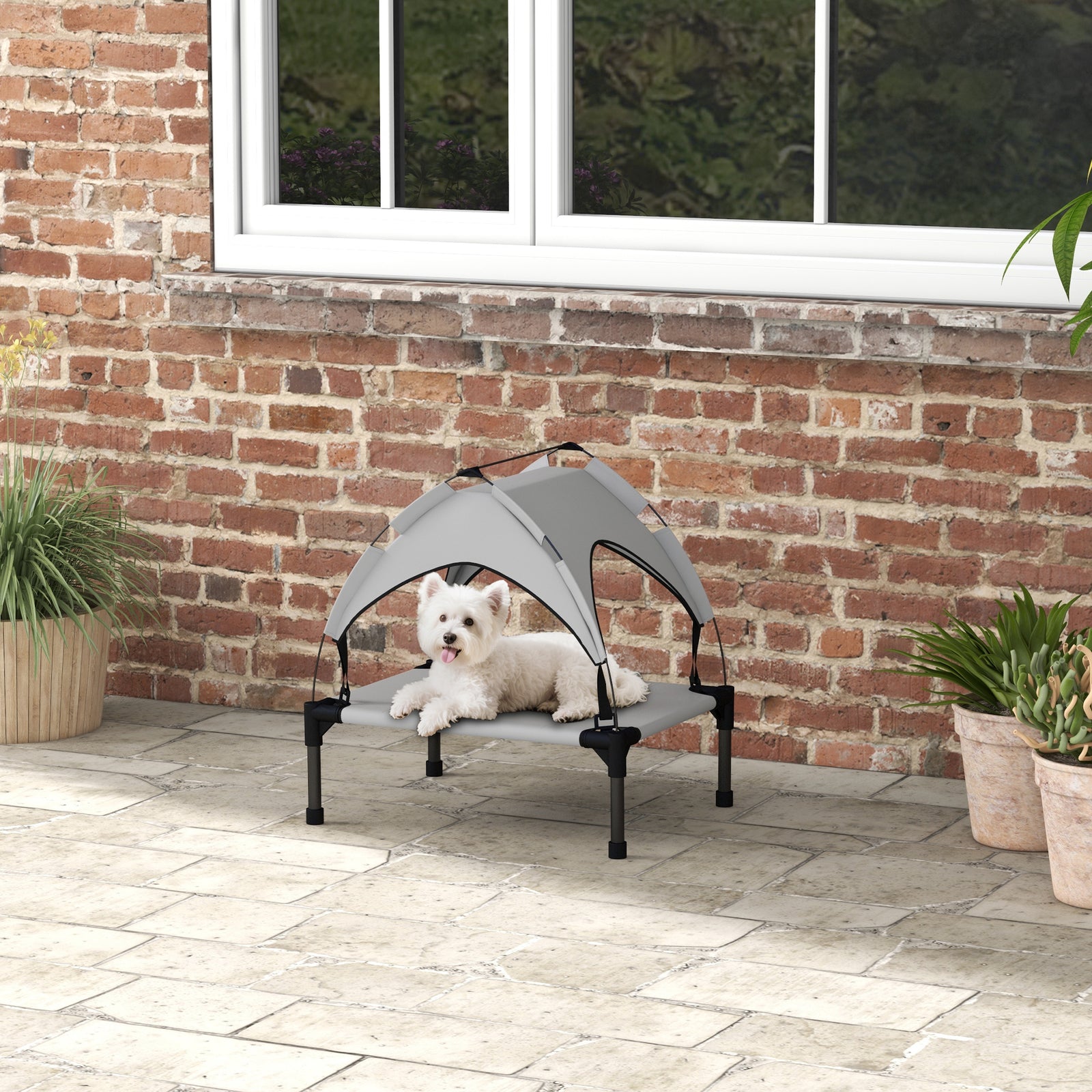 Cooling Raised Pet Bed w/ Washable Breathable Mesh, for Mini Small Dogs, 61 x 46 x 63cm - Light Grey