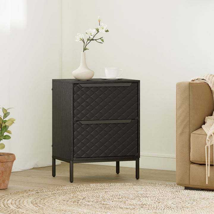 Chest of Drawers, Dresser with 2 Fabric Drawers and Aluminium Handles 