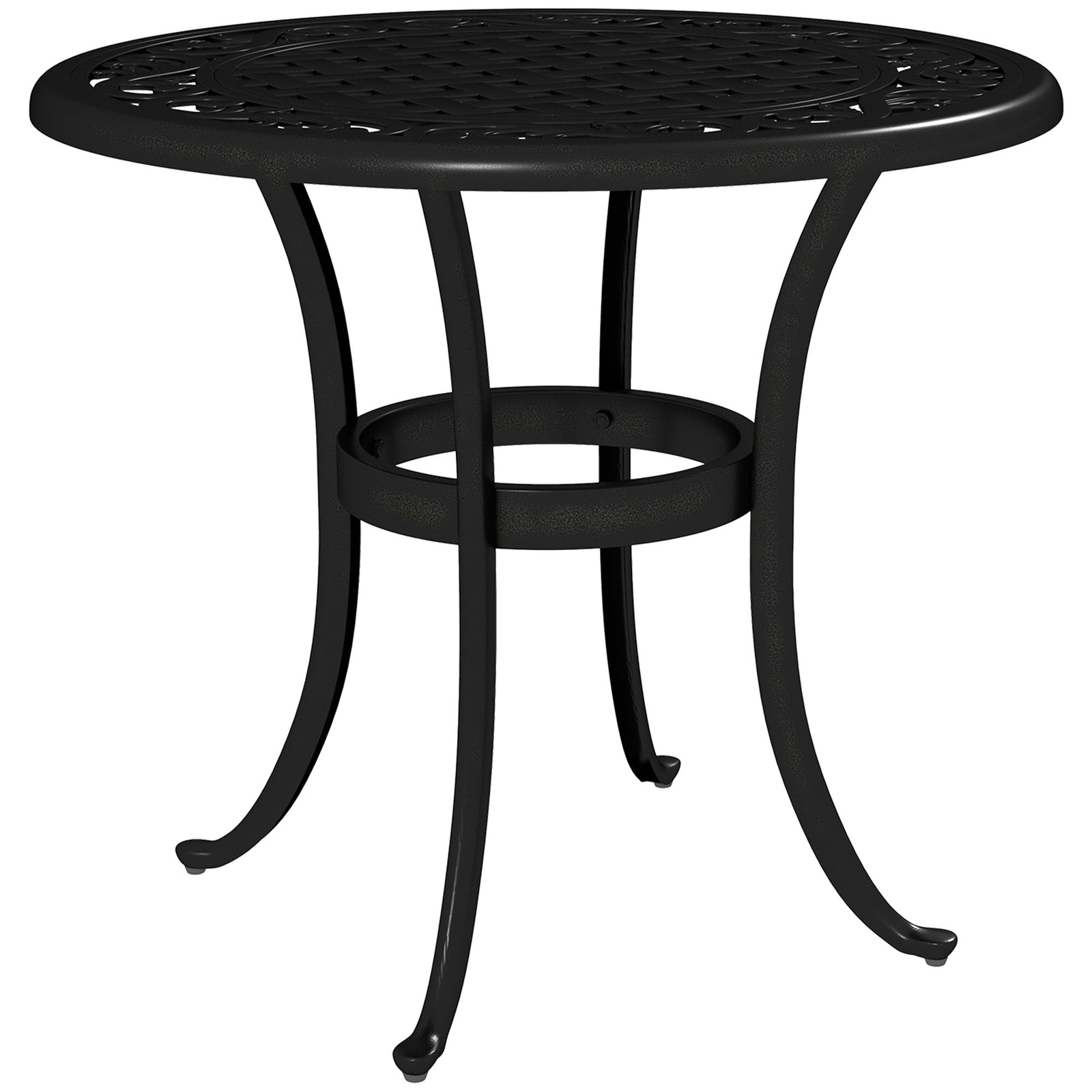 Outdoor Garden Table, Cast Aluminium Patio End Table with Anti-slip Foot Pads for Garden, Patio, Balcony, 60 x 52.5cm, Black