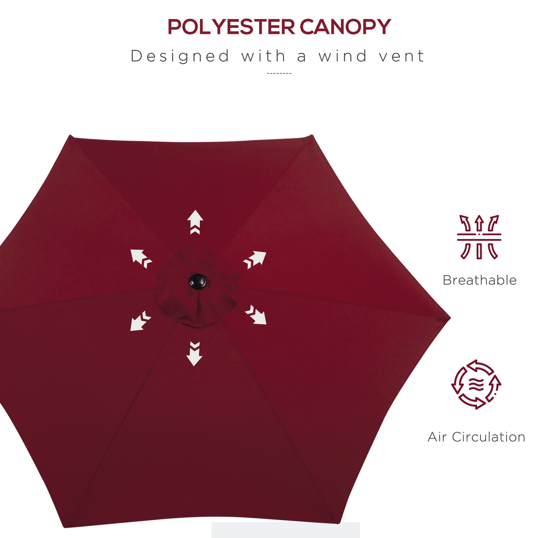 MCL 2.6M Garden Parasol Umbrella with Tilt and Crank, Outdoor Sun Parasol Sunshade Shelter with Aluminium Frame, Wine Red