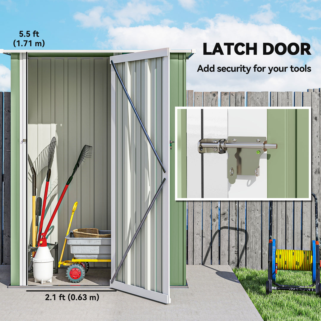 MCL 5ft x 3ft Garden Storage Shed, Outdoor Metal Shed with Sloped Roof, Lockable Door for Tools, Equipment, Light Green