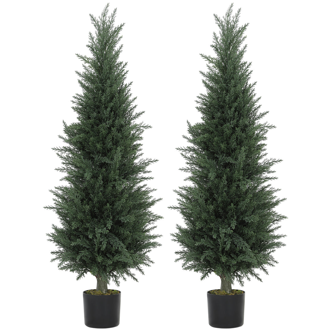 Set of Two Artificial Cypress Trees - Green
