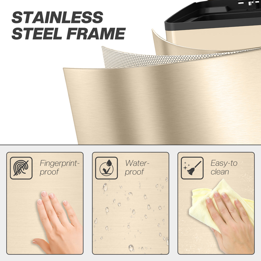 40L Dual Compartment Stainless Steel Bin, with Deodoriser Holders - Gold Tone